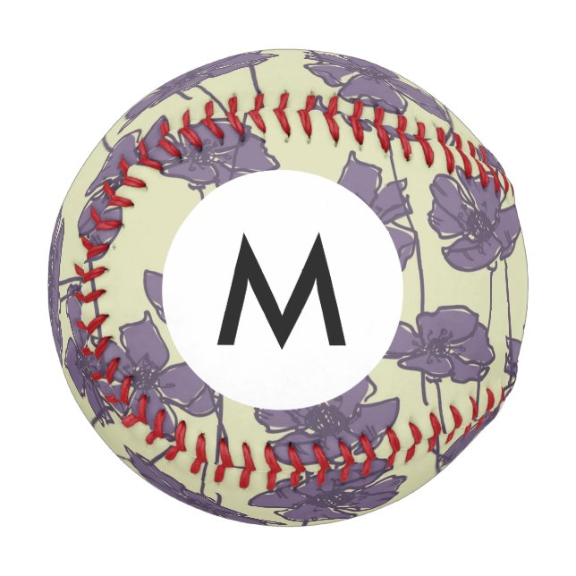 Monogram Art vintage floral pattern background Baseball (Front Left)