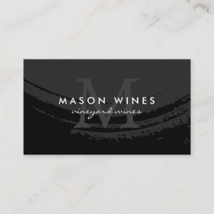Monogram Artistic Brushed Black Wine Glass Business Card