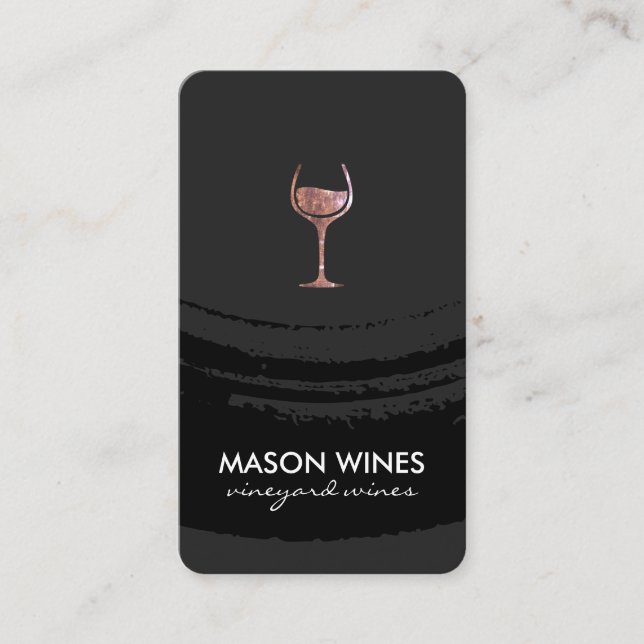 Monogram Artistic Brushed Wine Glass Business Card (Front)