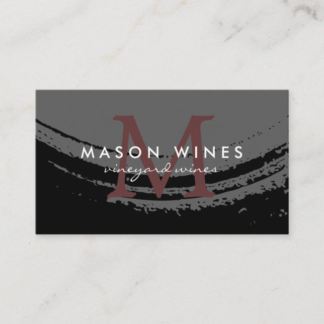 Monogram Artistic Brushed Wine Glass Business Card (Front)