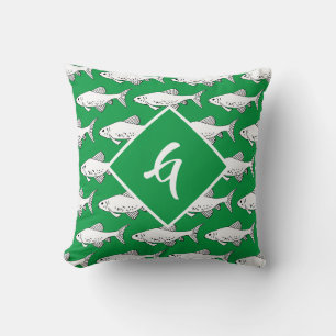 Monogram Artistic Green Minnow Fish Cushion