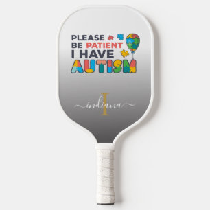 Monogram Autism Awareness Script Name Pickleball Paddle