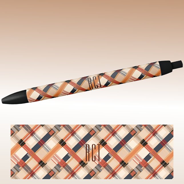Monogram | Autumn-Fall Diagonal Plaid Ink Black Ink Pen (Creator Uploaded)
