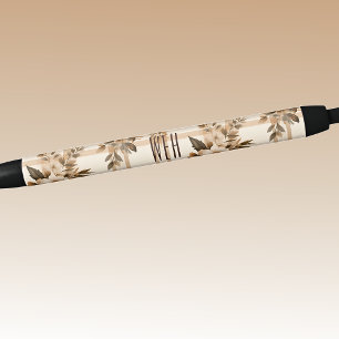 Monogram   Autumn-Fall Floral Plaid Ink Black Ink Pen