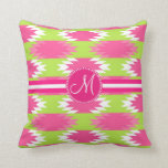Monogram Aztec Andes Tribal Hot Pink Lime Green Cushion<br><div class="desc">Add your own custom monogram to this Aztec Andes Tribal Hot Pink Lime Green Pattern. 

 "monogram" "custom initial" "Native American" "Tribal Patterns" "Aztec" "Andes" "green and pink patterns" "geometric patterns" "colourful" "line green" "fuchsia" "hot pink"  "pretty" "green patterns"</div>