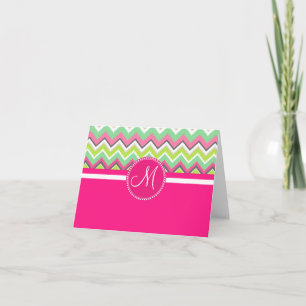 Monogram Aztec Andes Tribal Mountains Chevron Note Card