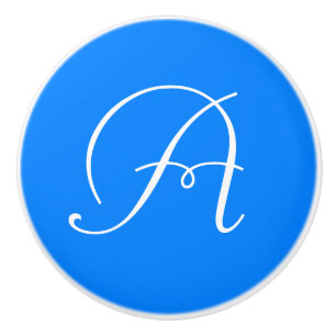 Monogram Azure Blue Ceramic Knob