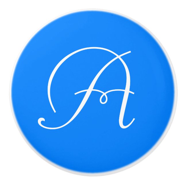 Monogram Azure Blue Ceramic Knob (Front)