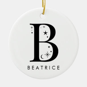 Monogram B Celestial Name  Ceramic Tree Decoration