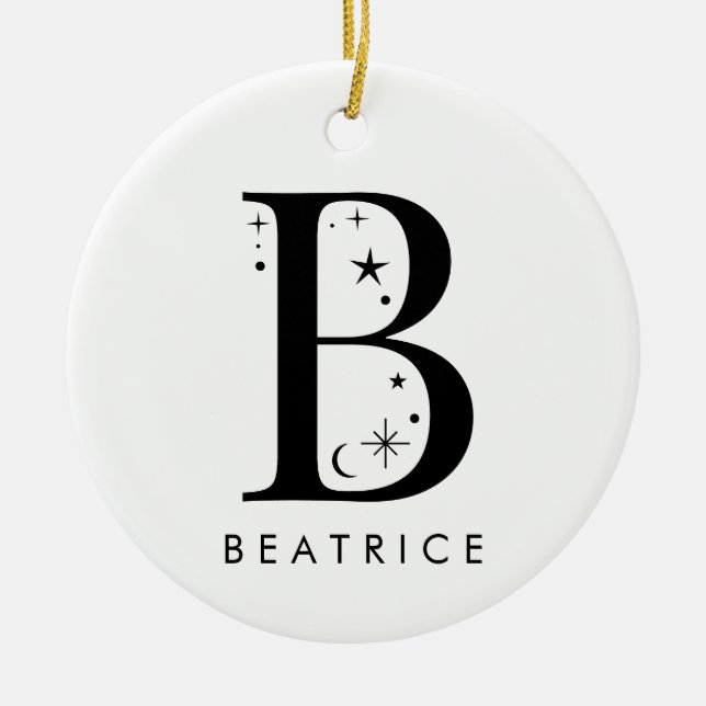 Monogram B Celestial Name  Ceramic Tree Decoration (Front)