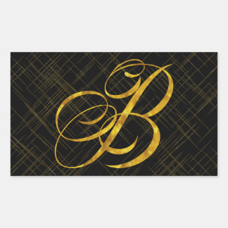 Monogram B Faux Gold Foil Metallic Letter Design Rectangular Sticker