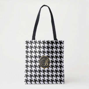 Monogram B Hounds tooth tote bag