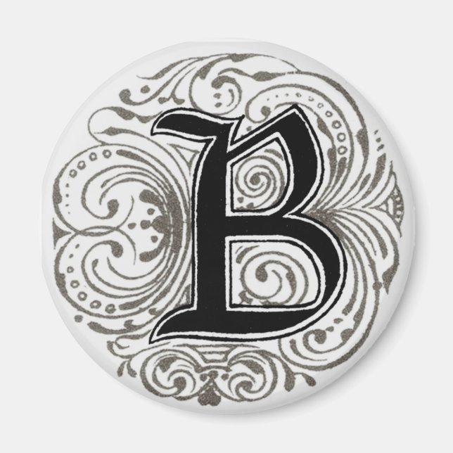 Monogram ‘B’ in Grey - Magnet (Front)