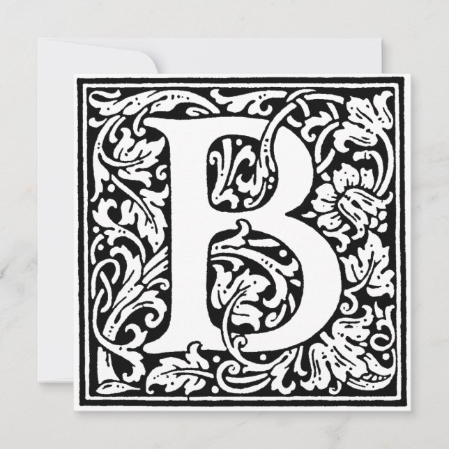 Monogram B Initial Black and White Floral Pattern (Front)