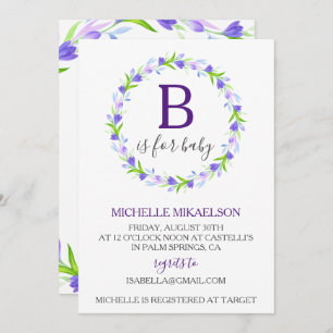 Monogram B is for Baby Shower Invitation