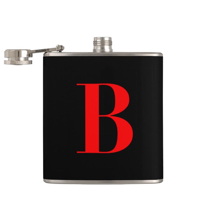 Monogram B On Black Hip Flask (Opened)