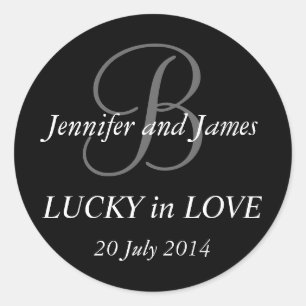 Monogram B Stickers for Weddings Black