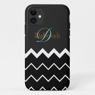 monogram ~ b&w chevron Case-Mate iPhone case