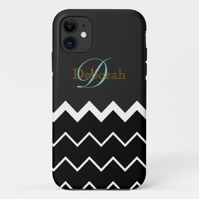 monogram ~ b&w chevron Case-Mate iPhone case (Back)