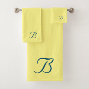 Monogram B Yellow  Bath Towel Set