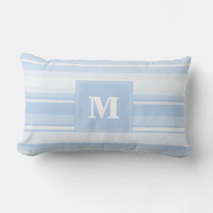 Monogram baby blue stripes lumbar cushion