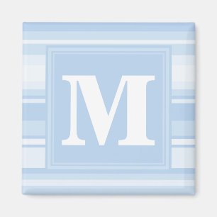 Monogram baby blue stripes magnet