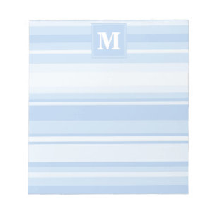 Monogram baby blue stripes notepad
