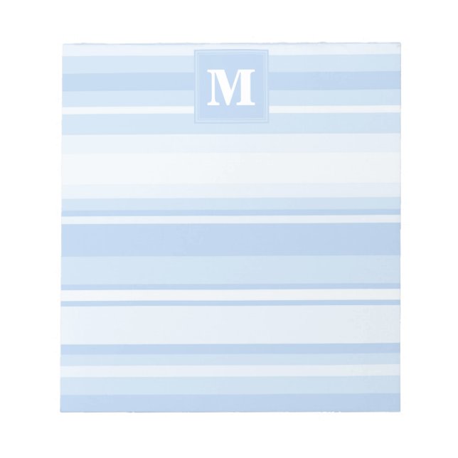 Monogram baby blue stripes notepad (Front)