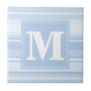 Monogram baby blue stripes tile