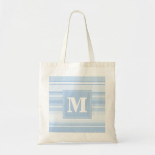 Monogram baby blue stripes tote bag