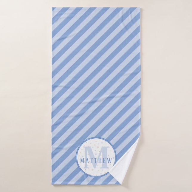 Monogram Baby Boy Blue Bath Towel (Bath Towel)