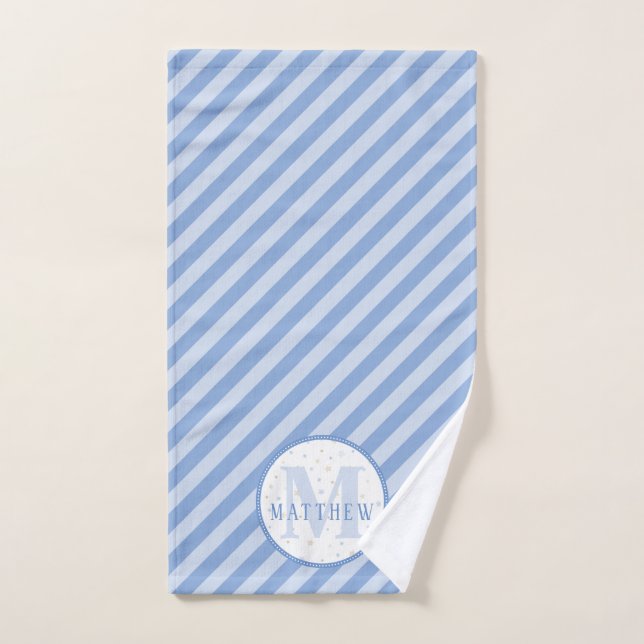 Monogram Baby Boy Blue Hand Towel (Hand Towel)