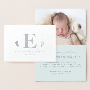 monogram baby feet photo birth announcement