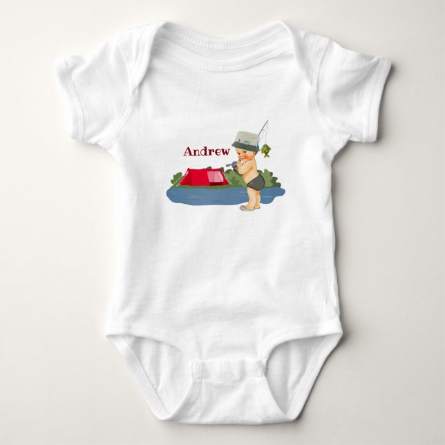 Monogram Baby Fisherman one piece T-Shirt Bodysuit (Front)