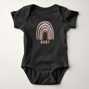 Monogram Baby Name Earthy Boho Rainbow Neutral Bodysuit