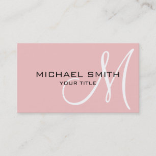 Monogram Baby pink colour background Business Card