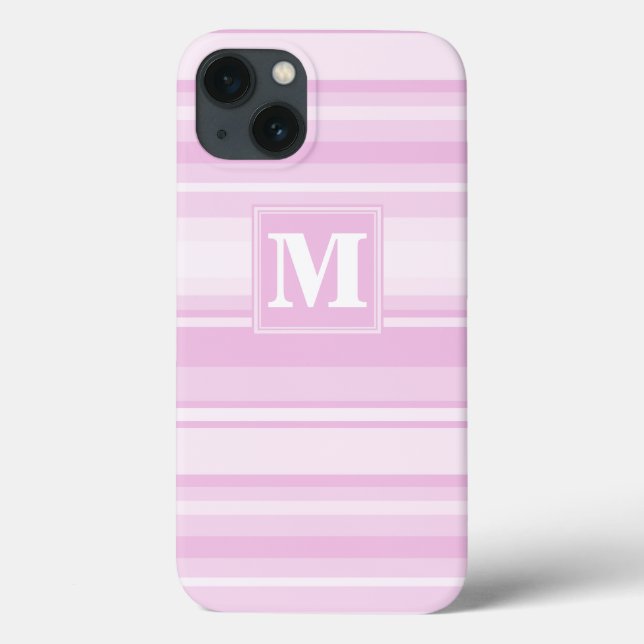 Monogram baby pink stripes Case-Mate iPhone case (Back)