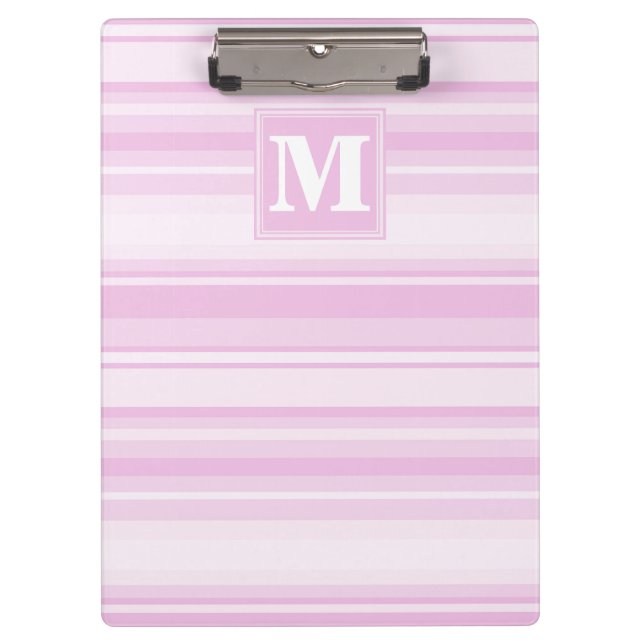 Monogram baby pink stripes clipboard (Front)