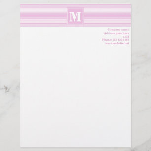 Monogram baby pink stripes letterhead design