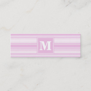 Monogram baby pink stripes mini business card