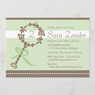 Monogram Baby Rattle Shower Invitation