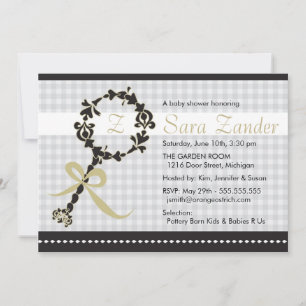 Monogram Baby Rattle Shower Invitation