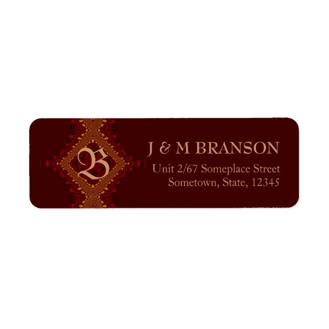 Monogram Bali Red Earth Custom Address Label (Front)