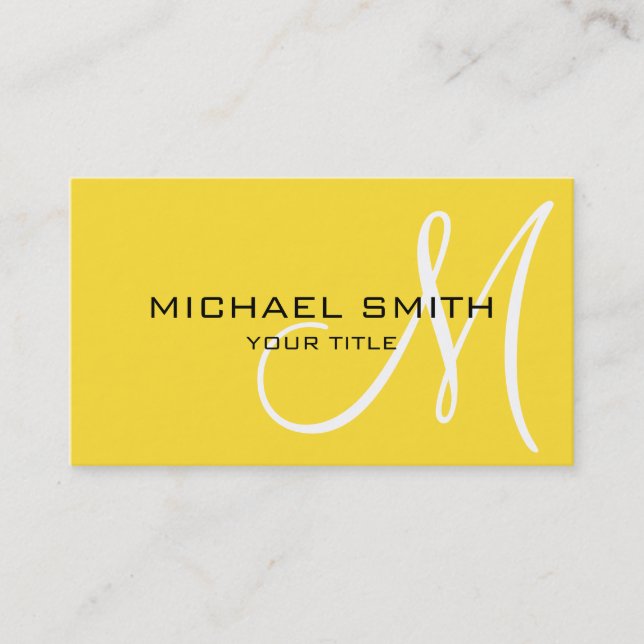 Monogram Banana yellow colour background Business Card (Front)