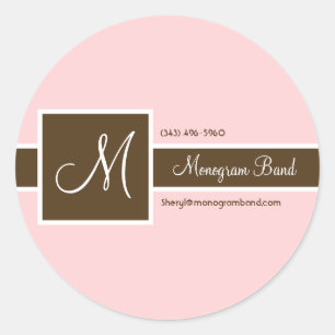 Monogram Band Pink & Brown Stickers