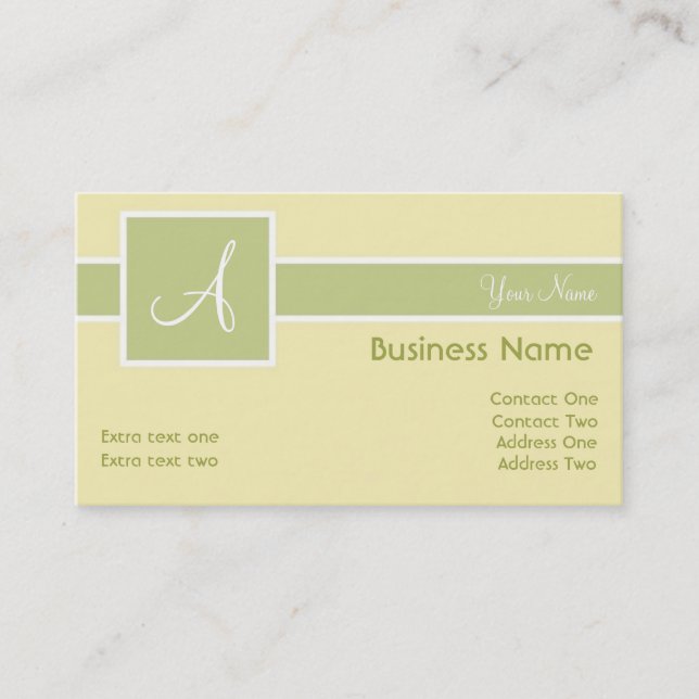 Monogram Band Tea & Cream Business Cards (Front)
