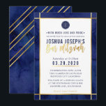 MONOGRAM BAR MITZVAH dark blue watercolor gold Invitation<br><div class="desc">by kat massard >>> kat@simplysweetPAPERIE.com <<< A trendy invitation design for your child's BAR MITZVAH Setup as a template it is simple for you to add your own details, or hit the customise button and you can add or change text, fonts, sizes etc TIP :: 1. To change/move graphics /...</div>