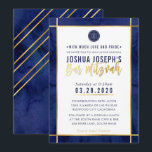 MONOGRAM BAR MITZVAH dark blue watercolor gold Invitation<br><div class="desc">by kat massard >>> kat@simplysweetPAPERIE.com <<< A trendy invitation design for your child's BAR MITZVAH Setup as a template it is simple for you to add your own details, or hit the customise button and you can add or change text, fonts, sizes etc TIP :: 1. To change/move graphics /...</div>
