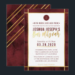 MONOGRAM BAR MITZVAH dark red watercolor gold Invitation<br><div class="desc">by kat massard >>> kat@simplysweetPAPERIE.com <<< A trendy invitation design for your child's BAR MITZVAH Setup as a template it is simple for you to add your own details, or hit the customise button and you can add or change text, fonts, sizes etc TIP :: 1. To change/move graphics /...</div>