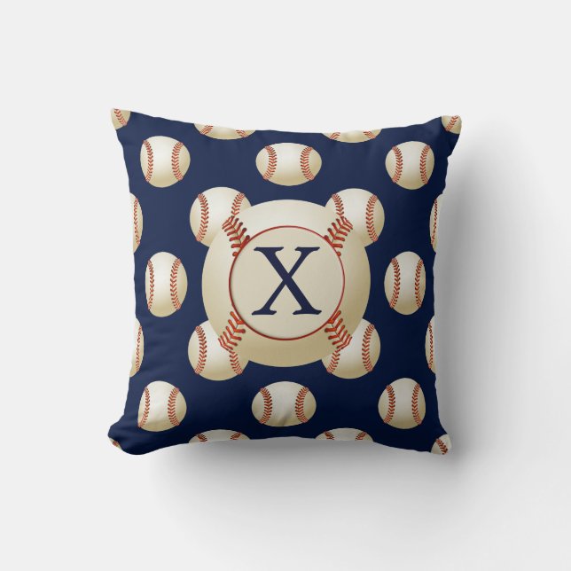Monogram Baseball Balls Sports pattern Cushion (Front)